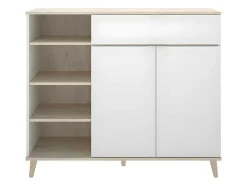 Keukenbuffet Wajdi - 2 Deuren, 1 Lade En 4 Nissen - Wit En Eiken