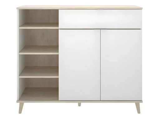 Keukenbuffet Wajdi - 2 Deuren, 1 Lade En 4 Nissen - Wit En Eiken
