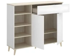 Keukenbuffet Wajdi - 2 Deuren, 1 Lade En 4 Nissen - Wit En Eiken