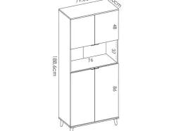 Keukenbuffet Wajdi - 4 Deuren En 1 Nis - Wit En Eiken