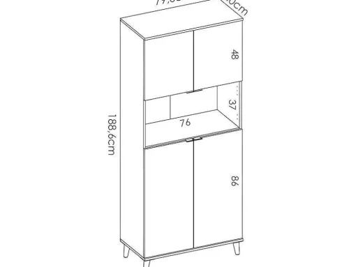 Keukenbuffet Wajdi - 4 Deuren En 1 Nis - Wit En Eiken