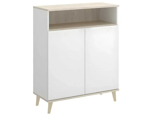 Keukenbuffet Wajdi - 2 Deuren En 1 Nis - Wit En Eiken
