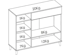 Keukenbuffet Wajdi - 2 Deuren, 1 Lade En 4 Nissen - Wit En Eiken