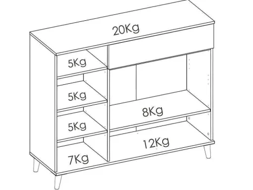 Keukenbuffet Wajdi - 2 Deuren, 1 Lade En 4 Nissen - Wit En Eiken