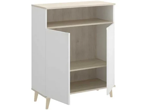 Keukenbuffet Wajdi - 2 Deuren En 1 Nis - Wit En Eiken