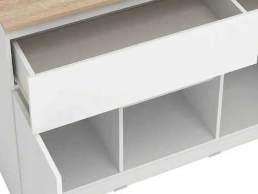 Keukeneiland Met 2 Deuren, 1 Lade En 2 Nissen - Wit En Licht Naturel - Tunori