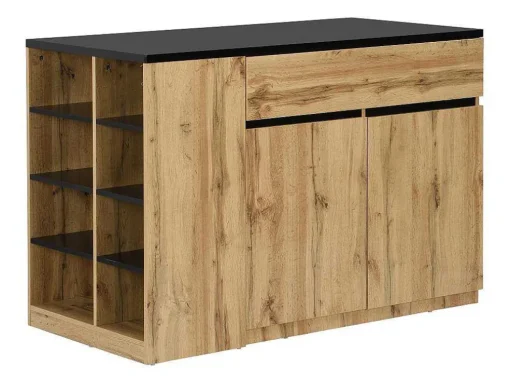 Keukeneiland Met Opbergruimte - Zwart En Naturel - Meili