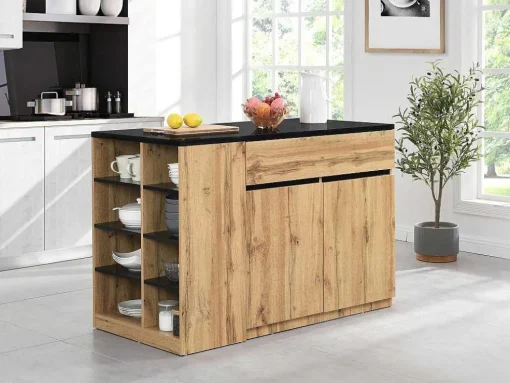 Keukeneiland Met Opbergruimte - Zwart En Naturel - Meili