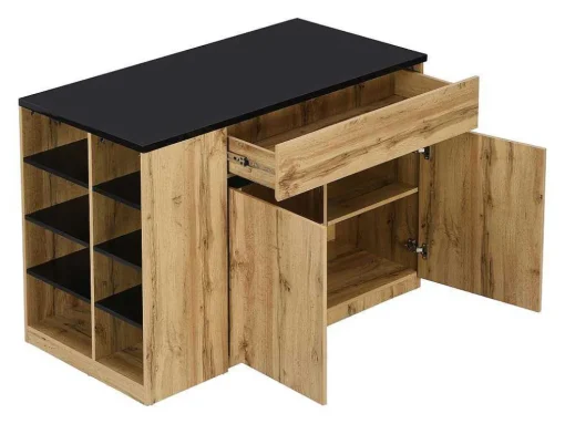 Keukeneiland Met Opbergruimte - Zwart En Naturel - Meili