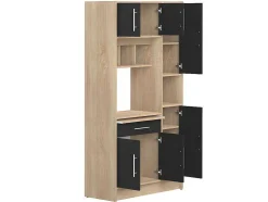 Keukenmeubel Mady - 5 Kasten En 1 Lade - Zwart & Eiken