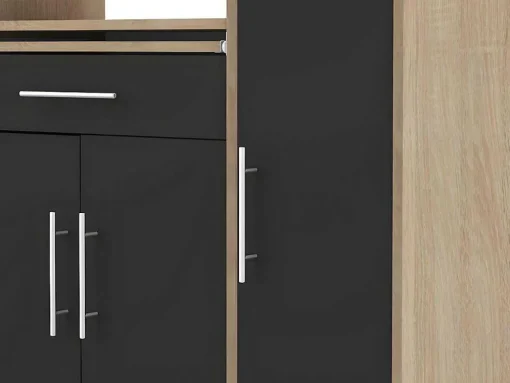 Keukenmeubel Mady - 5 Kasten En 1 Lade - Zwart & Eiken