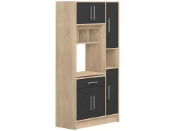 Keukenmeubel Mady - 5 Kasten En 1 Lade - Zwart & Eiken