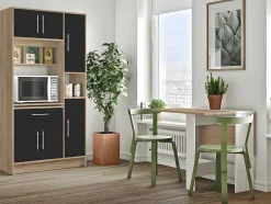 Keukenmeubel Mady - 5 Kasten En 1 Lade - Zwart & Eiken