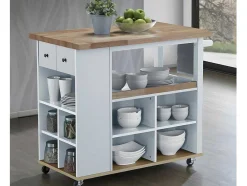Keukentrolley Hannae - 2 Laden En 1 Plank - Hevea - Wit & Eiken