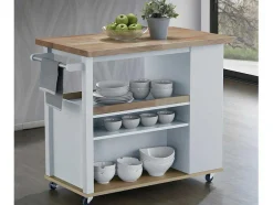 Keukentrolley Hannae - 2 Laden En 1 Plank - Hevea - Wit & Eiken