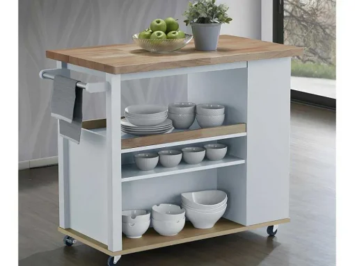 Keukentrolley Hannae - 2 Laden En 1 Plank - Hevea - Wit & Eiken