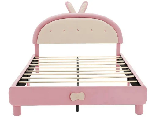 Kinderbed Bekleed Met Fluweel 140X200Cm - Met Lattenbodem - Roze
