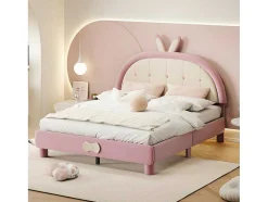 Kinderbed Bekleed Met Fluweel 140X200Cm - Met Lattenbodem - Roze