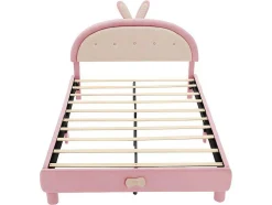 Kinderbed Bekleed Met Fluweel 140X200Cm - Met Lattenbodem - Roze