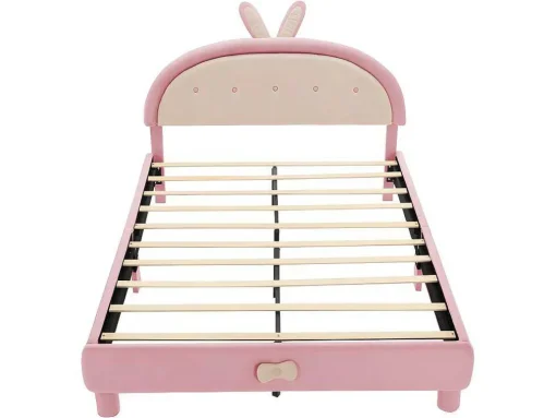 Kinderbed Bekleed Met Fluweel 140X200Cm - Met Lattenbodem - Roze