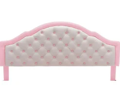 Kinderbed 140X200Cm Met Gewatteerde Rugleuning In Kunstleer - Lattenbodem - Roze