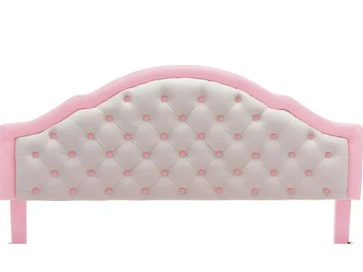 Kinderbed 140X200Cm Met Gewatteerde Rugleuning In Kunstleer - Lattenbodem - Roze