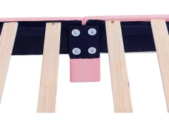 Kinderbed 140X200Cm Met Gewatteerde Rugleuning In Kunstleer - Lattenbodem - Roze