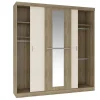 Kledingkast - 3 Schuifdeuren - Met Spiegel - L205Cm - Naturel En Beige - Didda Ii