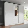Kledingkast - Schuifdeuren - Spiegel En Lades - L 240 Cm - Wit - Bodil