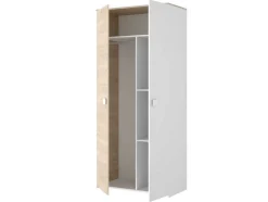 Kledingkast Sonia - 2 Deuren - L95 Cm - Kleuren: Eiken En Wit