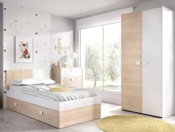 Kledingkast Sonia - 2 Deuren - L95 Cm - Kleuren: Eiken En Wit