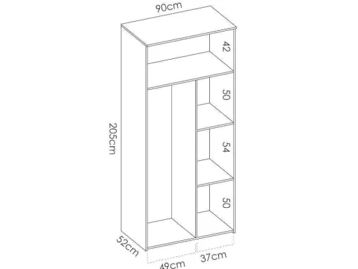 Kledingkast Sonia - 2 Deuren - L95 Cm - Kleuren: Eiken En Wit