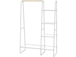 Kledingrek - L100 Cm - Wit Metaal En Beukenhout - Dogu