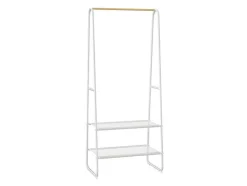 Kledingrek - L64 Cm - Wit Metaal En Beukenhout - Dogu
