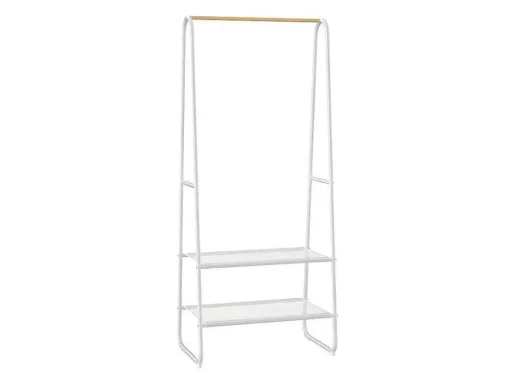 Kledingrek - L64 Cm - Wit Metaal En Beukenhout - Dogu