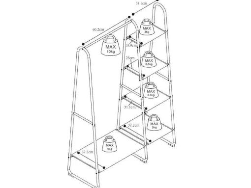 Kledingrek - L100 Cm - Wit Metaal En Beukenhout - Dogu