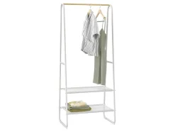 Kledingrek - L64 Cm - Wit Metaal En Beukenhout - Dogu