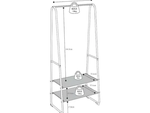 Kledingrek - L64 Cm - Wit Metaal En Beukenhout - Dogu