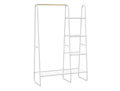 Kledingrek - L100 Cm - Wit Metaal En Beukenhout - Dogu