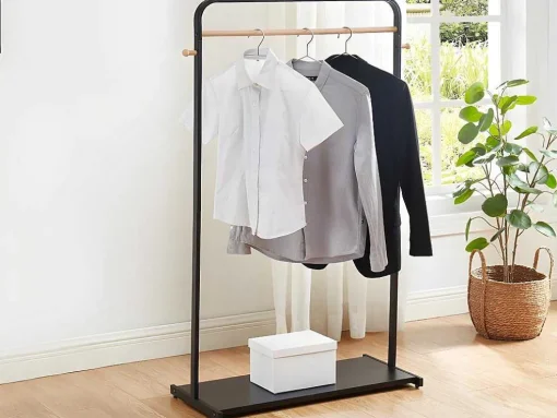 Kledingrek Selin - L90 Cm - Zwart Metaal En Beukenhout