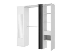 Kleerkast Met Gordijn En 1 Deur - Met Spiegel - L177 Cm - Wit En Grijs - Bertrand