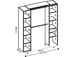 Kleerkast Met Gordijn En 1 Deur - Met Spiegel - L177 Cm - Wit En Grijs - Bertrand