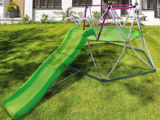 Klimkoepel Met Glijbaan Van Groen Staal 3,26 M - Sedoni