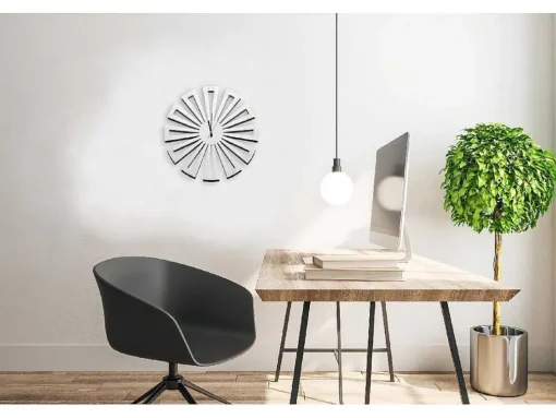Klok Geometrisch 2, Wit, Zwart, 50X1,5X50 Cm, Epikasa