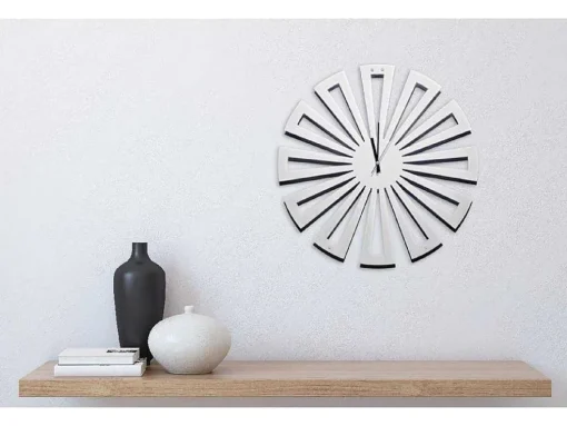 Klok Geometrisch 2, Wit, Zwart, 50X1,5X50 Cm, Epikasa