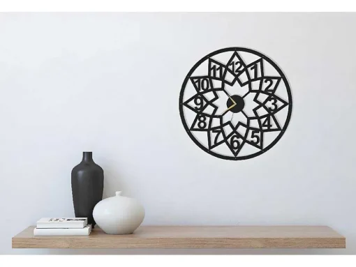 Klok Geometrisch 4, Zwart, 50X1,5X50 Cm, Epikasa