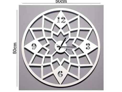 Klok Geometrisch, Wit, Zwart, 50X1,5X50 Cm, Epikasa