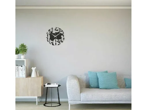 Klok Numbers 3, Zwart, Zilver, 50X1,5X50 Cm, Epikasa