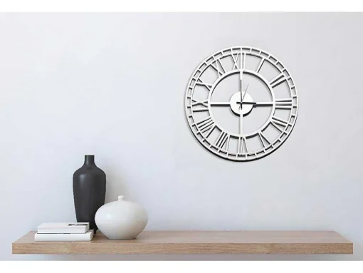 Klok Vintage 7, Wit, Zwart, 50X1,5X50 Cm, Epikasa