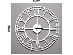 Klok Vintage 7, Wit, Zwart, 50X1,5X50 Cm, Epikasa